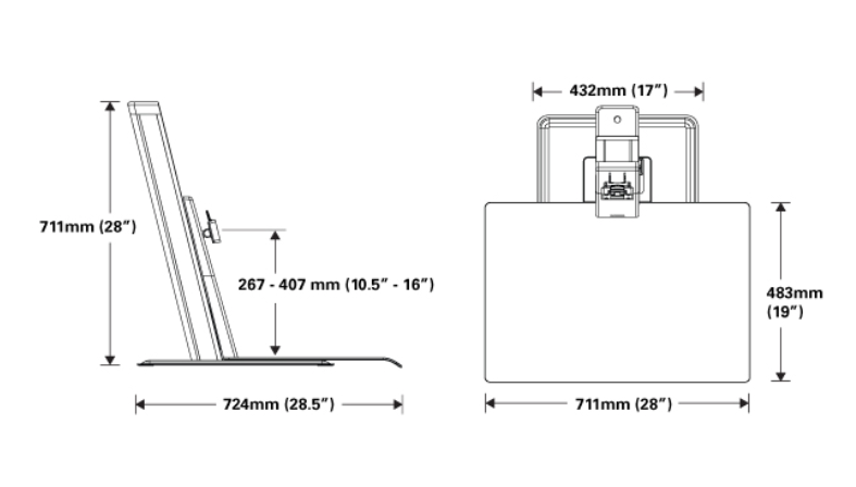 dimensions du bureau assis debout